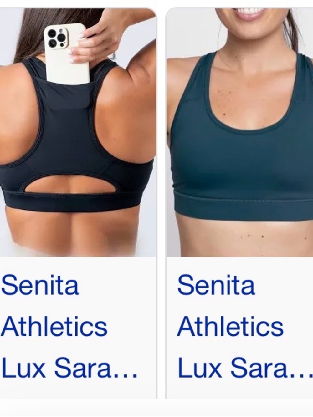 Senita Athletics Lux Sara Sports Bra XL in Teal,removable pads, phone pouch NWT